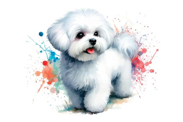 Bichon Frises: Maltese Bichon In Watercolor I by Paul Rommer