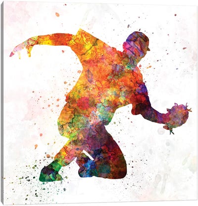 Baseball Player Catching A Ball I Canvas Art Print - Baseball Art