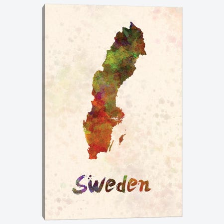 Sweden In Watercolor Canvas Print #PUR680} by Paul Rommer Canvas Art