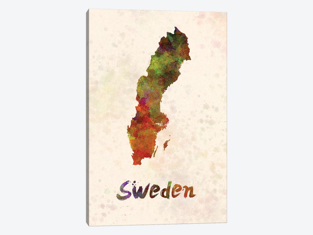 Sweden In Watercolor by Paul Rommer 1-piece Canvas Art Print