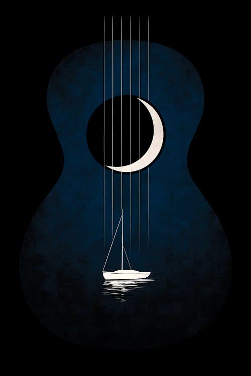 Guitar And Moon by Paul Rommer wall art