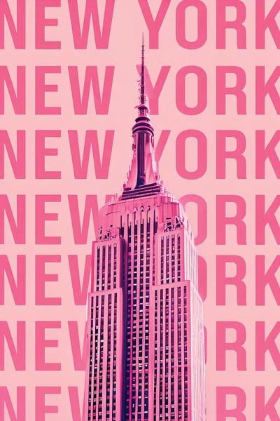 New York City Travel Posters: Pink Pop Art Of New York by Paul Rommer