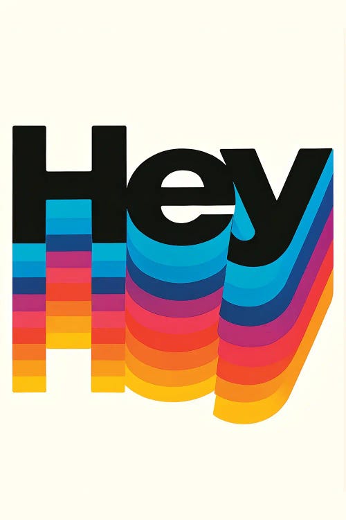 Colorful Hey Graphic Art by Paul Rommer wall art