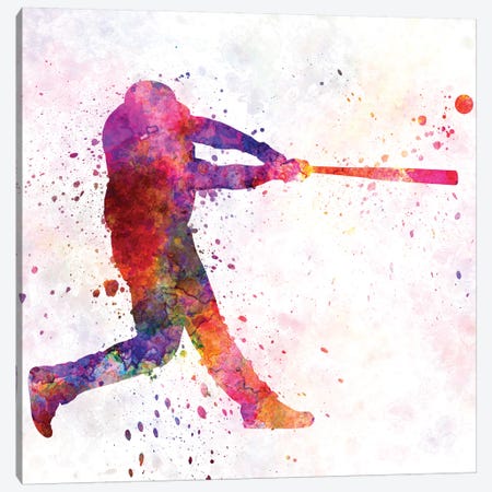 Baseball Player Hitting A Ball I Canvas Print #PUR68} by Paul Rommer Canvas Artwork