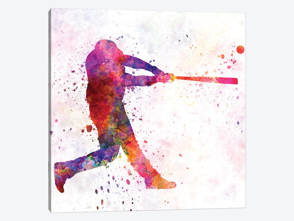 Baseball Player Hitting A Ball I by Paul Rommer 1-piece Canvas Wall Art