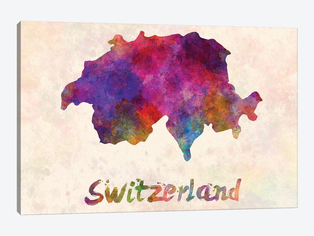 Switzerland In Watercolor by Paul Rommer 1-piece Canvas Art