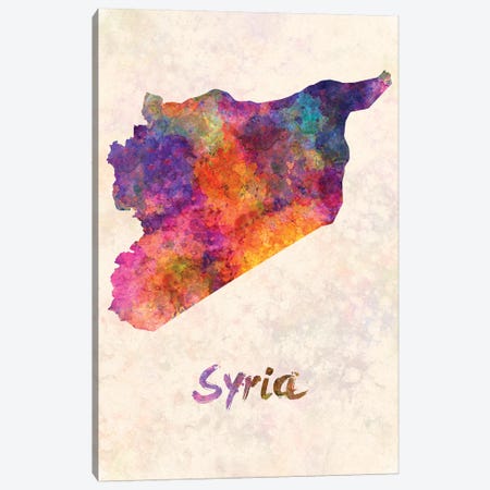 Syria In Watercolor Canvas Print #PUR692} by Paul Rommer Canvas Art Print
