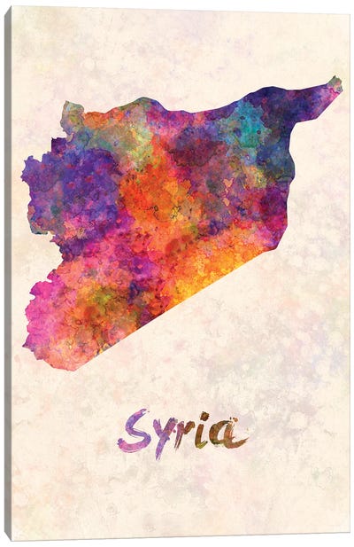 Syria In Watercolor Canvas Art Print - Syria
