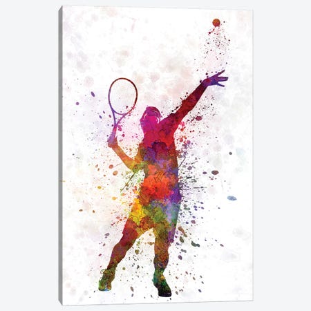Tennis Player At Service Serving Silhouette I Canvas Print #PUR697} by Paul Rommer Canvas Artwork