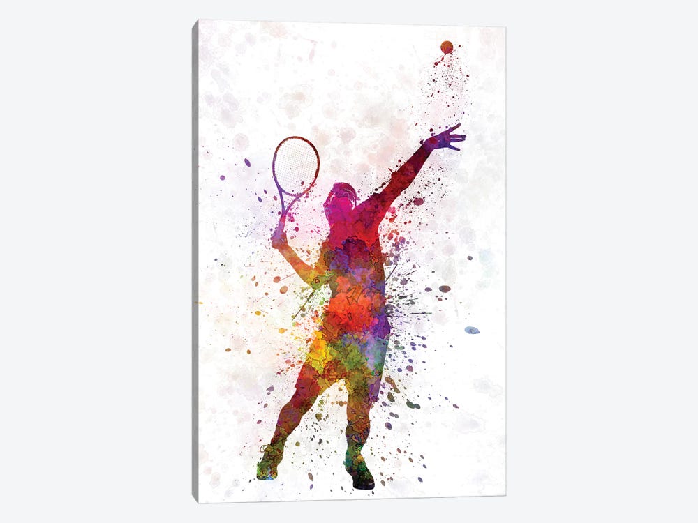 Tennis Player At Service Serving Silhouette I by Paul Rommer 1-piece Canvas Print