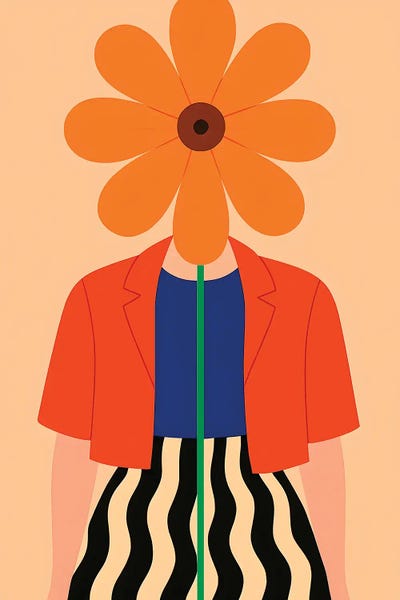 Abstract Flower-Headed Figure Illustration