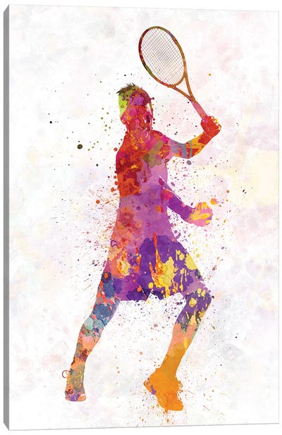 Tennis Player Celebrating In Silhouette I Canvas Art Print - Tennis Art