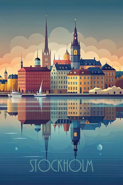 Sweden: Minimalist Style Of The Stockholm Skyline by Paul Rommer