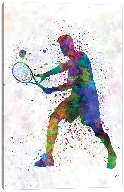 Tennis Player In Silhouette I Canvas Art Print - Paul Rommer