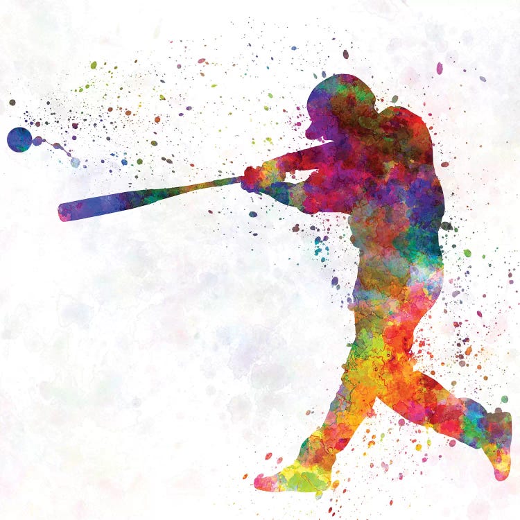 Baseball Player Hitting A Ball II by Paul Rommer wall art