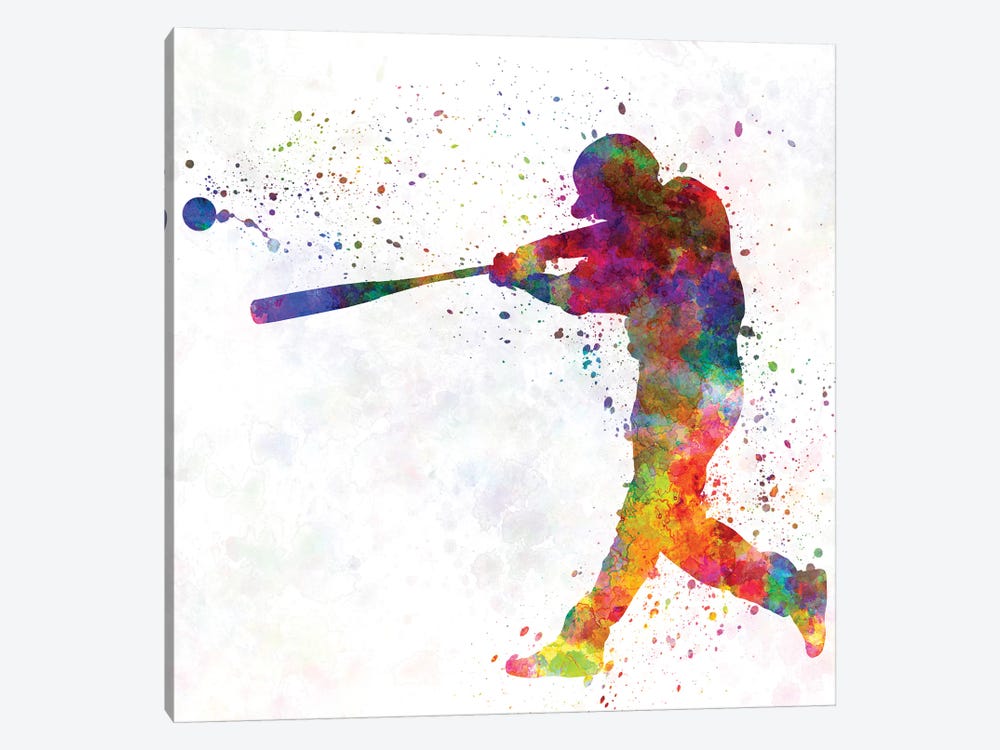 Baseball Player Hitting A Ball II by Paul Rommer 1-piece Canvas Art Print
