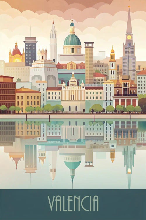 Minimalist Skyline Of Valencia by Paul Rommer wall art