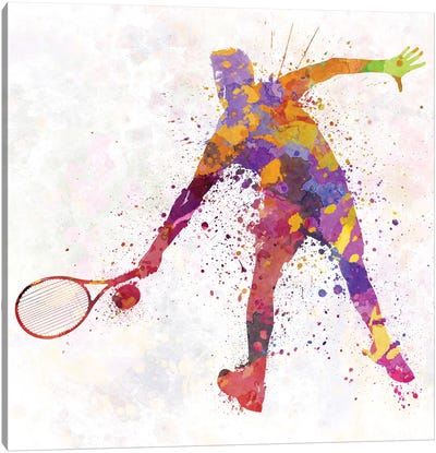 Tennis Player In Silhouette II Canvas Art Print - Paul Rommer