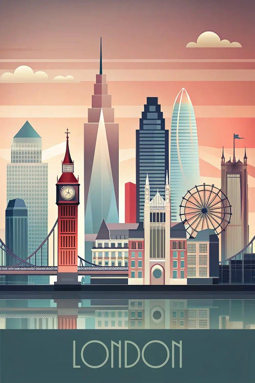 Minimalist Skyline Of London II by Paul Rommer wall art