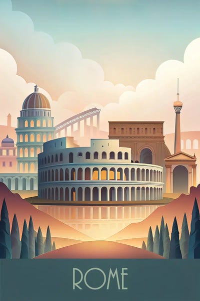 Lazio: Rome Skyline Minimalist Style by Paul Rommer