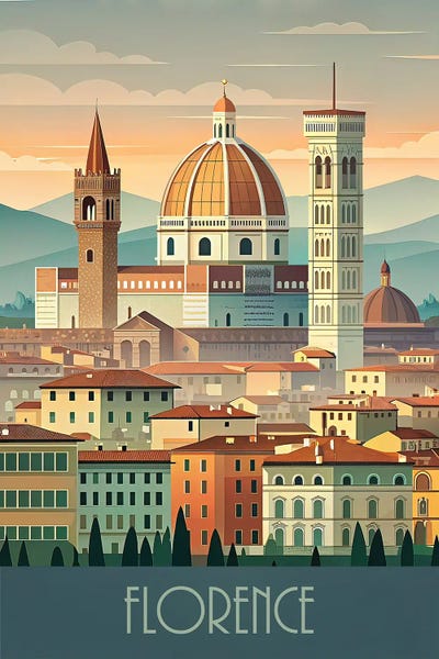 Paul Rommer: Florence Skyline Minimalist Style by Paul Rommer