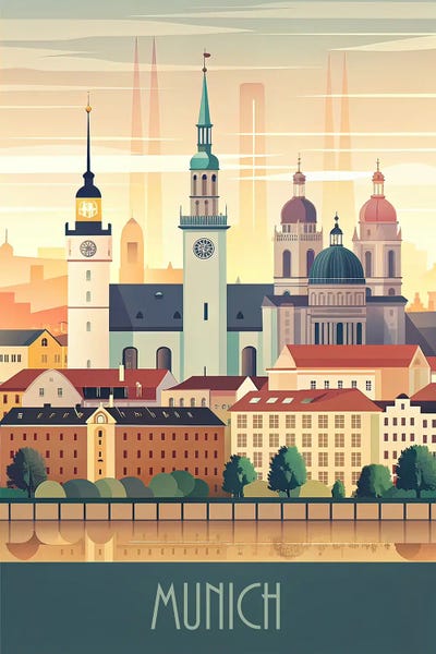 Bavaria: Minimalist Skyline Of Munich II by Paul Rommer