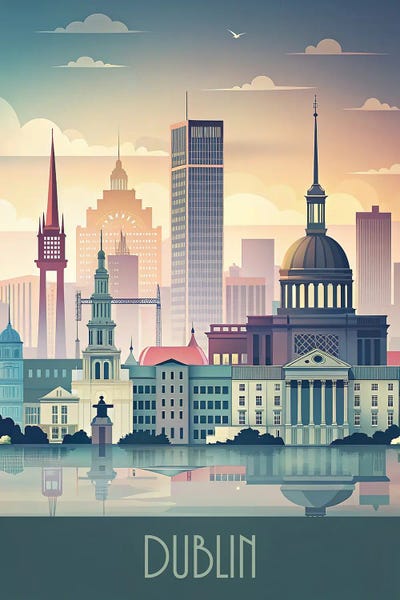 Dublin: Minimalist Skyline Of Dublin II by Paul Rommer