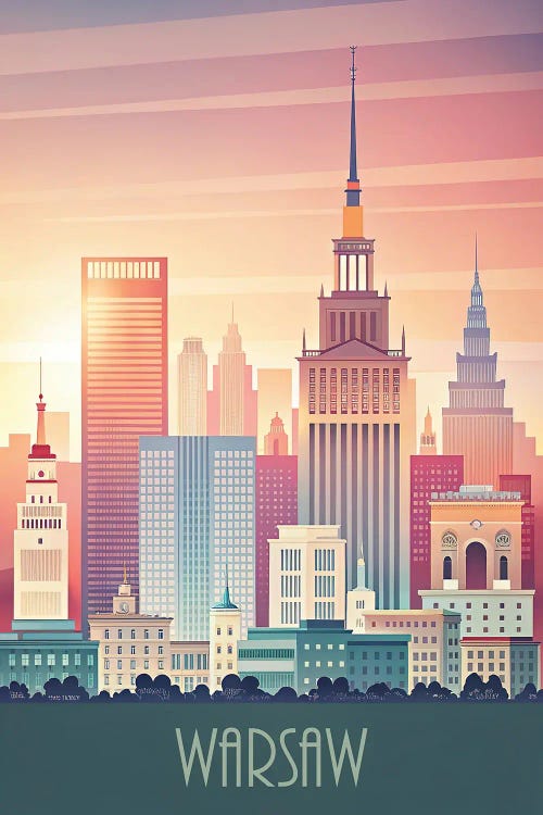Minimalist Skyline Of Warsaw by Paul Rommer wall art