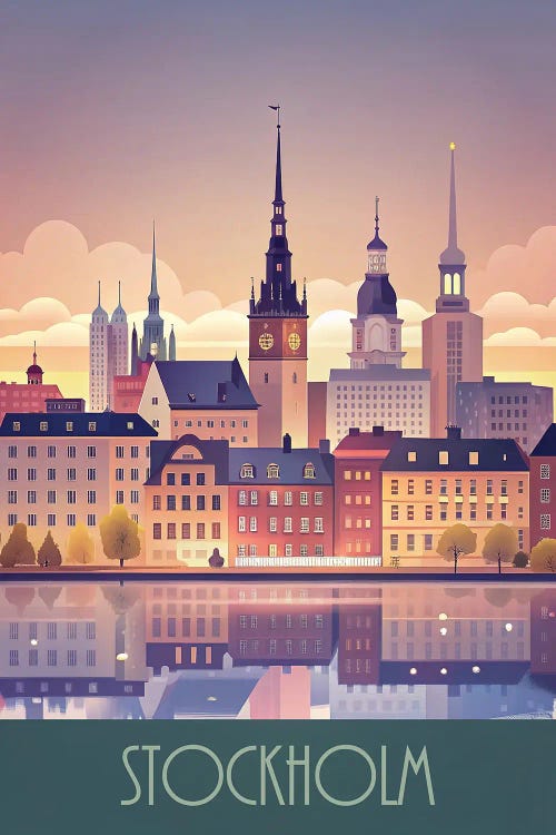 Minimalist Skyline Of Stockholm by Paul Rommer wall art