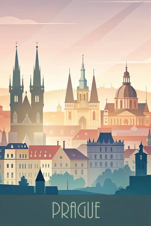 Minimalist Skyline Of Prague