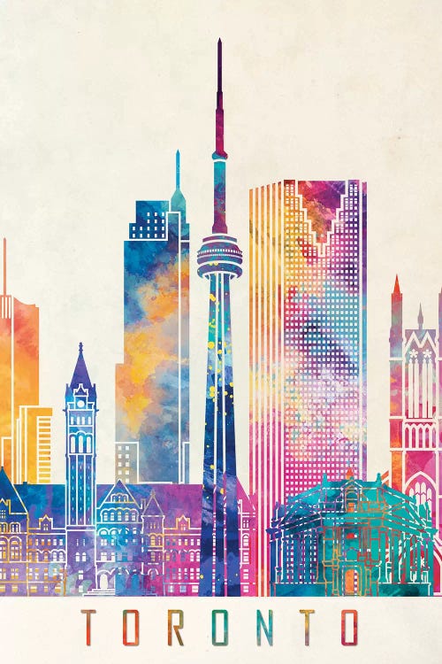 Toronto Landmarks Watercolor Poster by Paul Rommer wall art