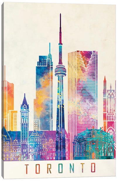 Toronto Landmarks Watercolor Poster Canvas Art Print