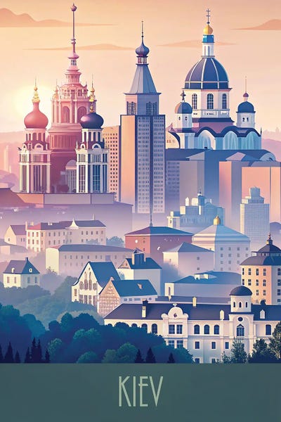 Ukraine: Minimalist Skyline Of Kiev by Paul Rommer