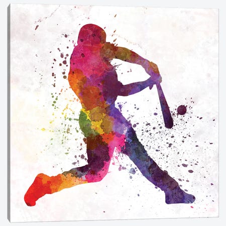 Baseball Player Hitting A Ball III Canvas Print #PUR70} by Paul Rommer Canvas Print