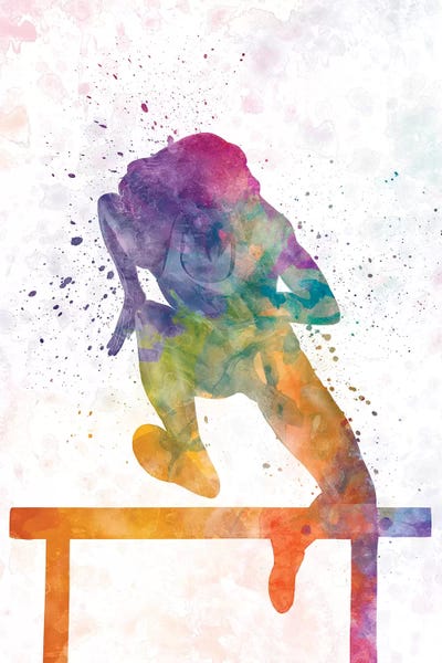 Track Hurdles Female Silhouette by Paul Rommer framed canvas print