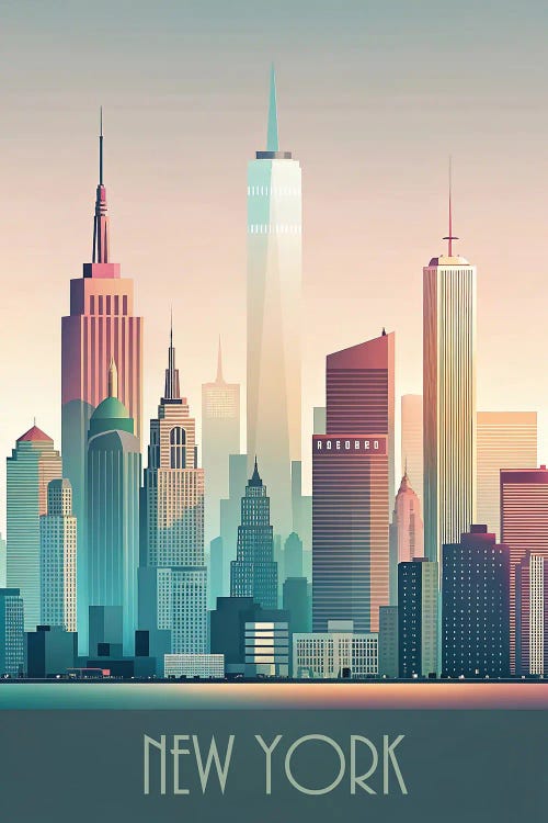 Minimalist Skyline Of New York by Paul Rommer wall art