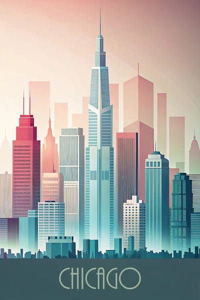 Fine Art Print: Minimalist Skyline Of Chicago by Paul Rommer