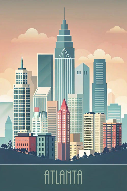 Minimalist Skyline Of Atlanta by Paul Rommer wall art