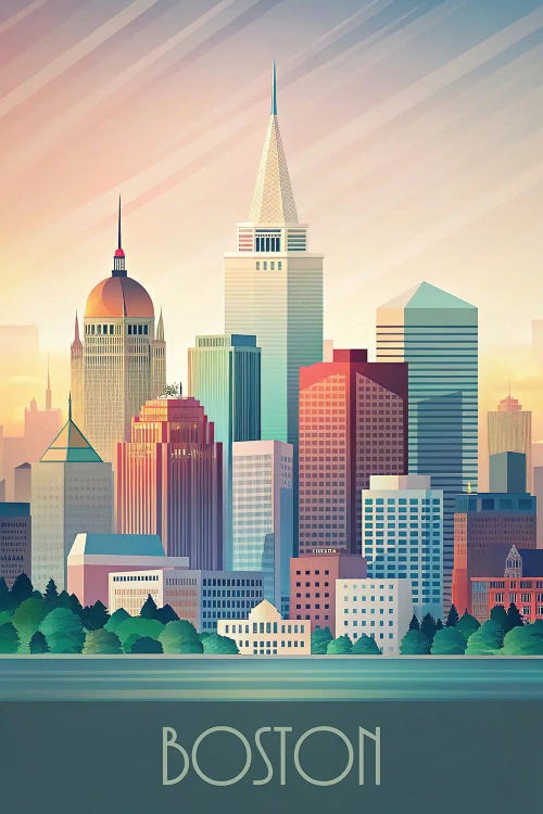 Minimalist Skyline Of Boston