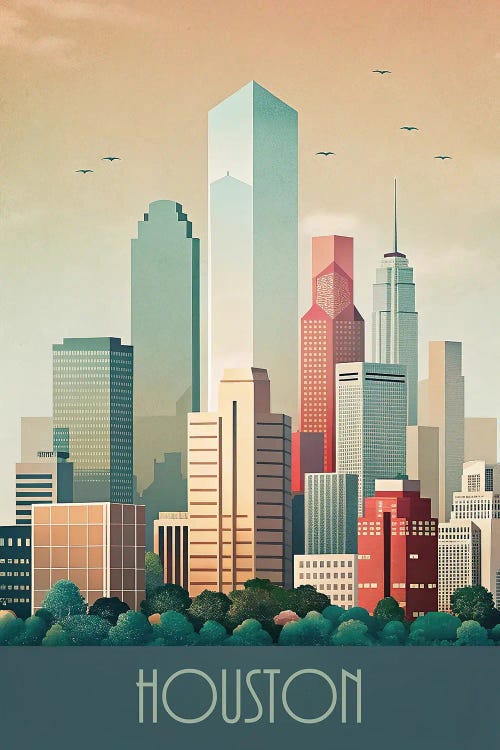Minimalist Skyline Of Houston by Paul Rommer wall art