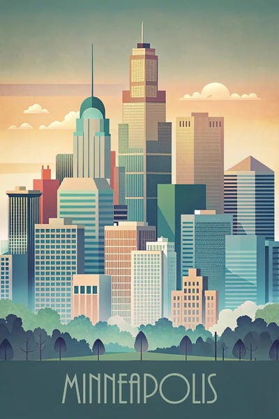 Minnesota: Minimalist Skyline Of Minneapolis by Paul Rommer