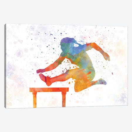 Track Hurdles Female Silhouette 01 Canvas Print #PUR711} by Paul Rommer Canvas Art