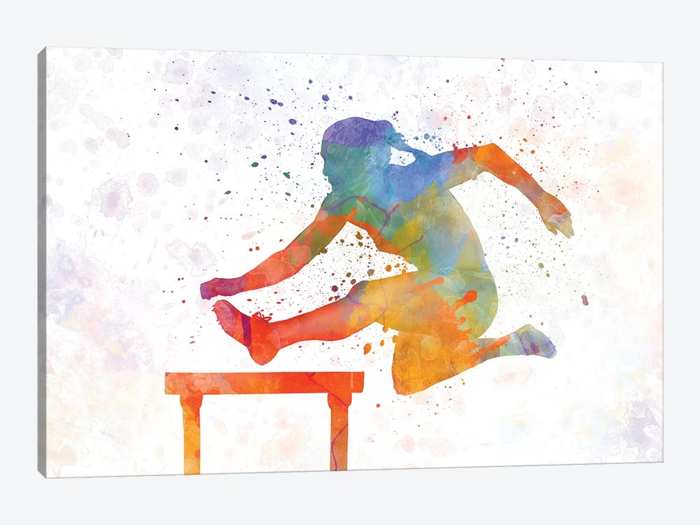 Track Hurdles Female Silhouette 01 by Paul Rommer 1-piece Canvas Wall Art