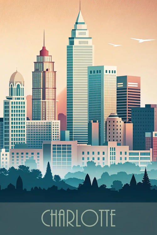 Minimalist Skyline Of Charlotte