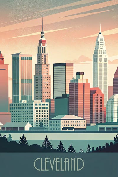 Ohio: Minimalist Skyline Of Cleveland by Paul Rommer