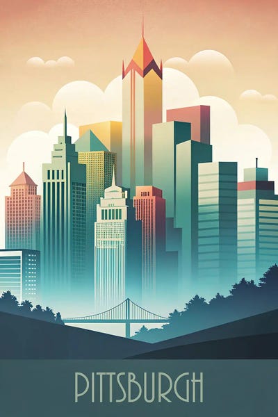 Minimalist Skyline Of Pittsburgh by Paul Rommer canvas print