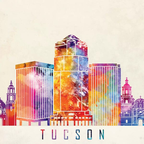 Tucson: Tucson Landmarks Watercolor Poster by Paul Rommer