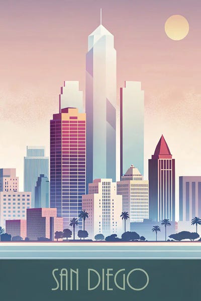 San Diego: Minimalist Skyline Of San Diego by Paul Rommer