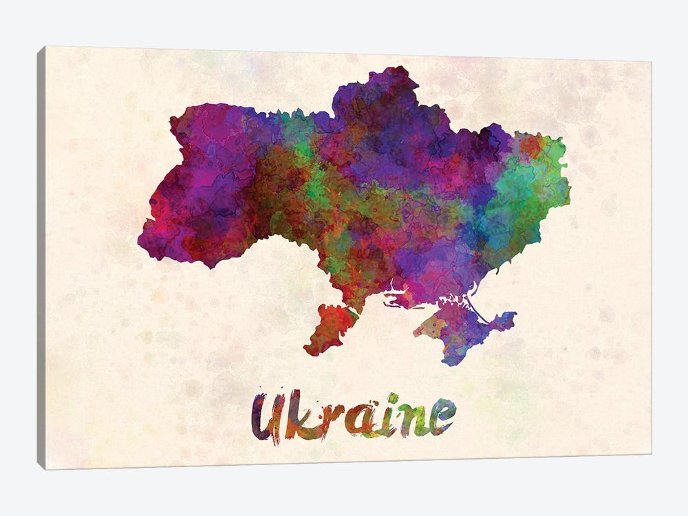 Ukraine In Watercolor by Paul Rommer 1-piece Canvas Artwork