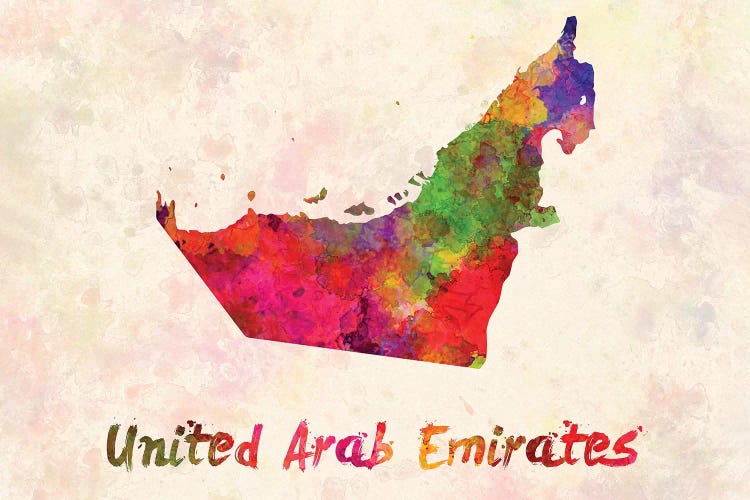 United Arab Emirates In Watercolor by Paul Rommer wall art